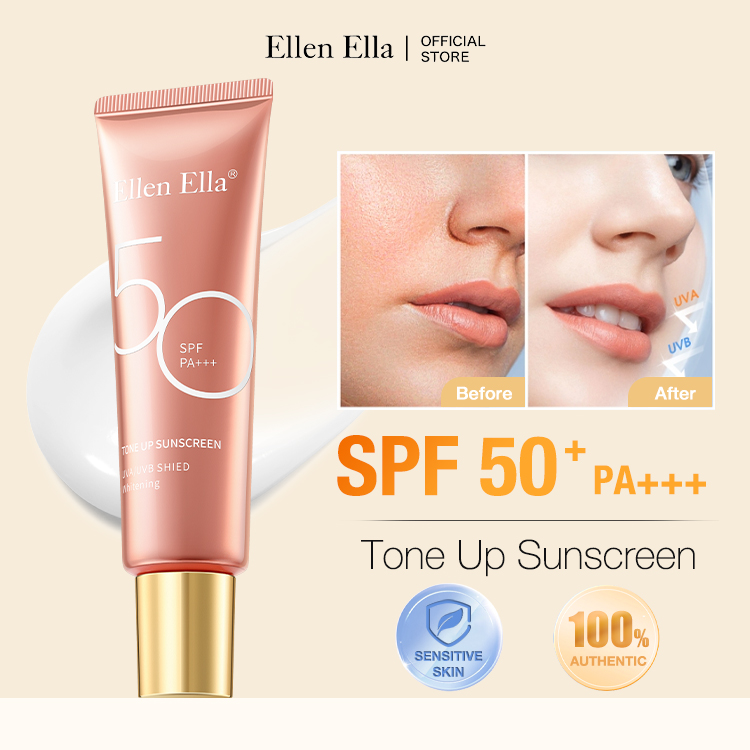 Ellen Ella New Upgrade Tone Up Sunscreen-SPF50 + PA+++,Naturel brightening,12 hours sun protection-Safety and environmental protection-buy 1 take 1