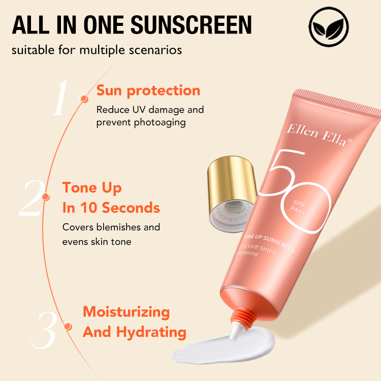 Ellen Ella New Upgrade Tone Up Sunscreen-SPF50 + PA+++,Naturel brightening,12 hours sun protection-Safety and environmental protection-buy 1 take 1